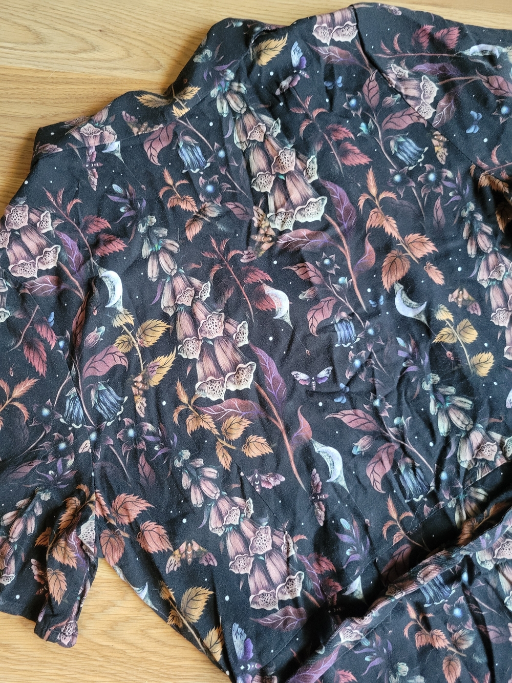 Disturbia Foxglove Midi Shirt Dress - Dark Floral Whimsigoth Size US 6 - Picture 10 of 11